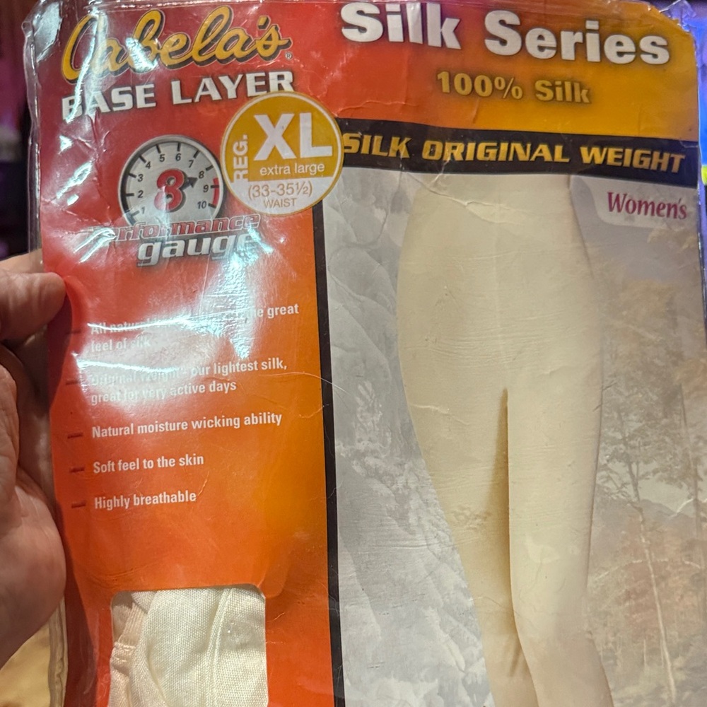 New Unopened Cabela’s Silk Series Base Layer Long  Pants, women’s XL
